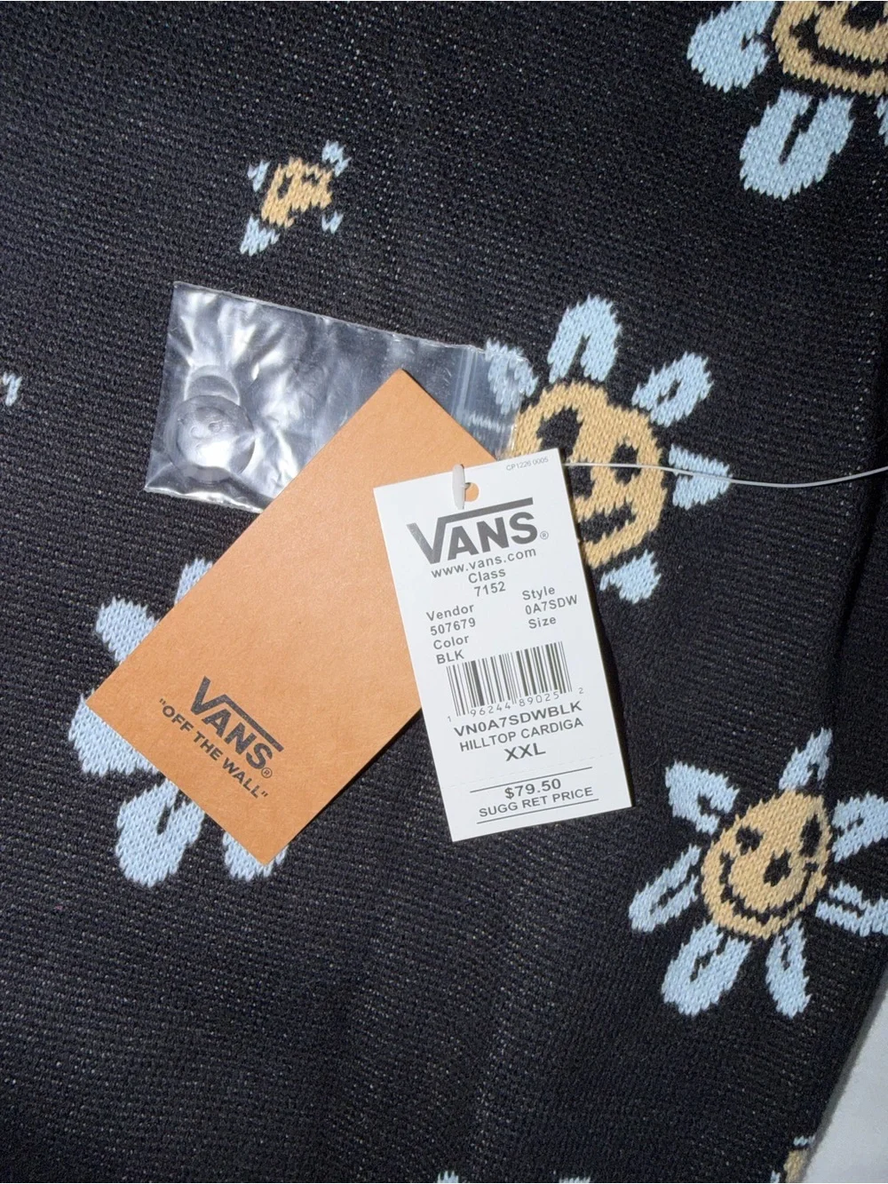 Vans Men’s Hilltop Black Cardigan Sweater - 2XL